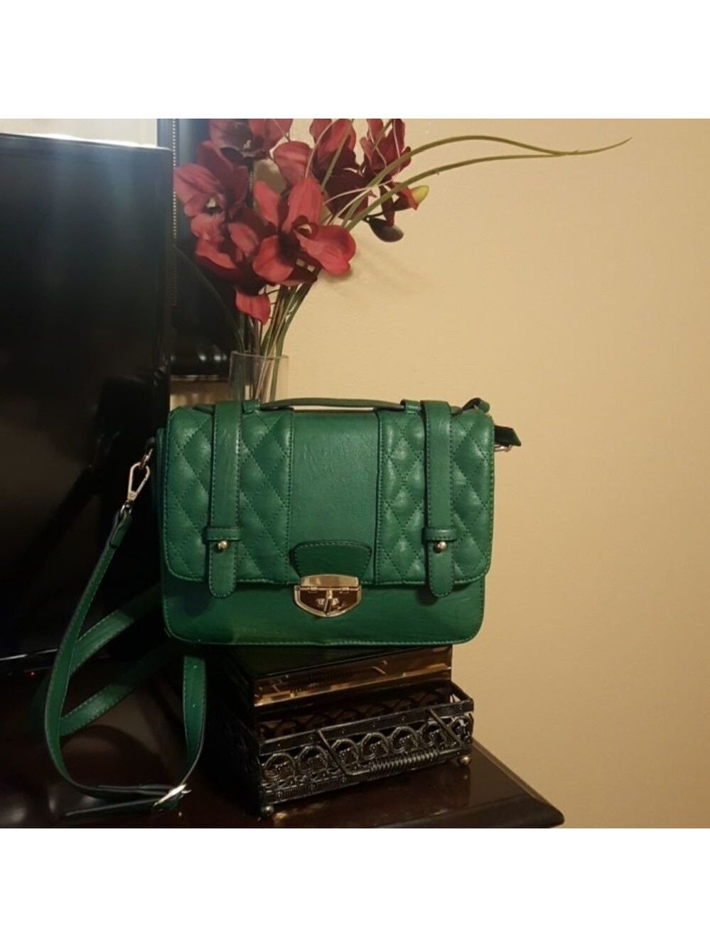 MMS Woman's Crossbody Handbag Gold Hardware